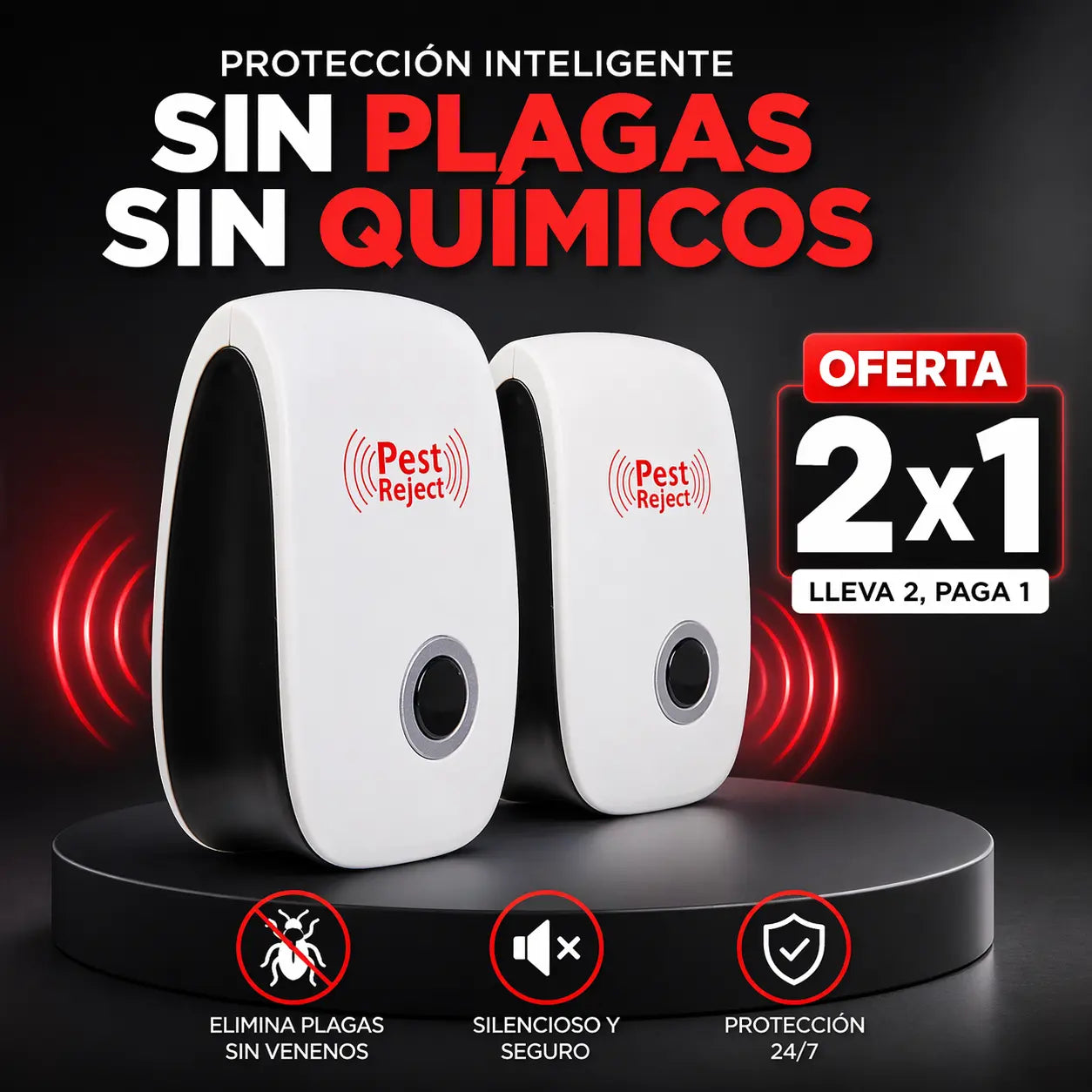 Repelente Ultrasonico de Plagas 2x1