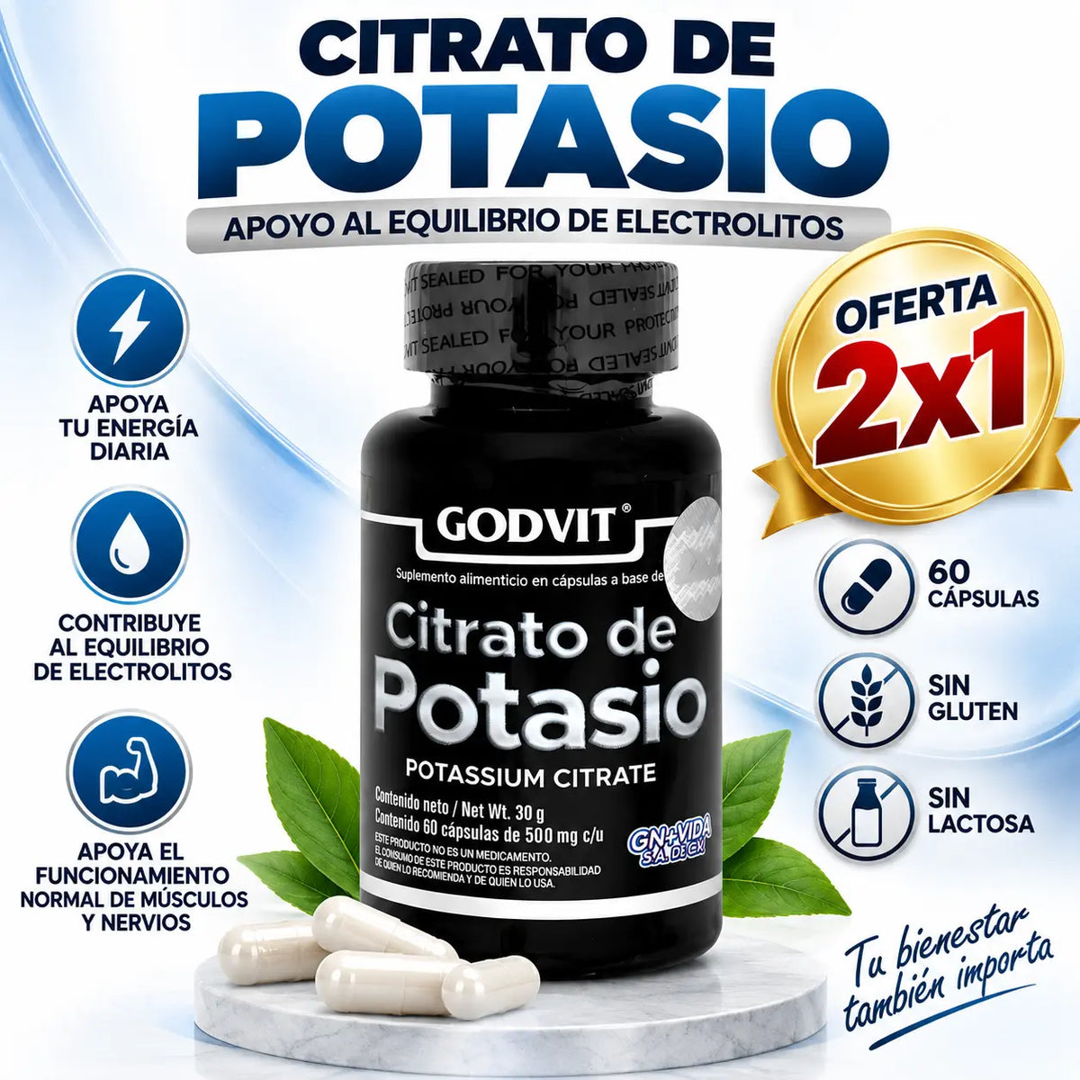 Suplemento citrato de potasio 2x1