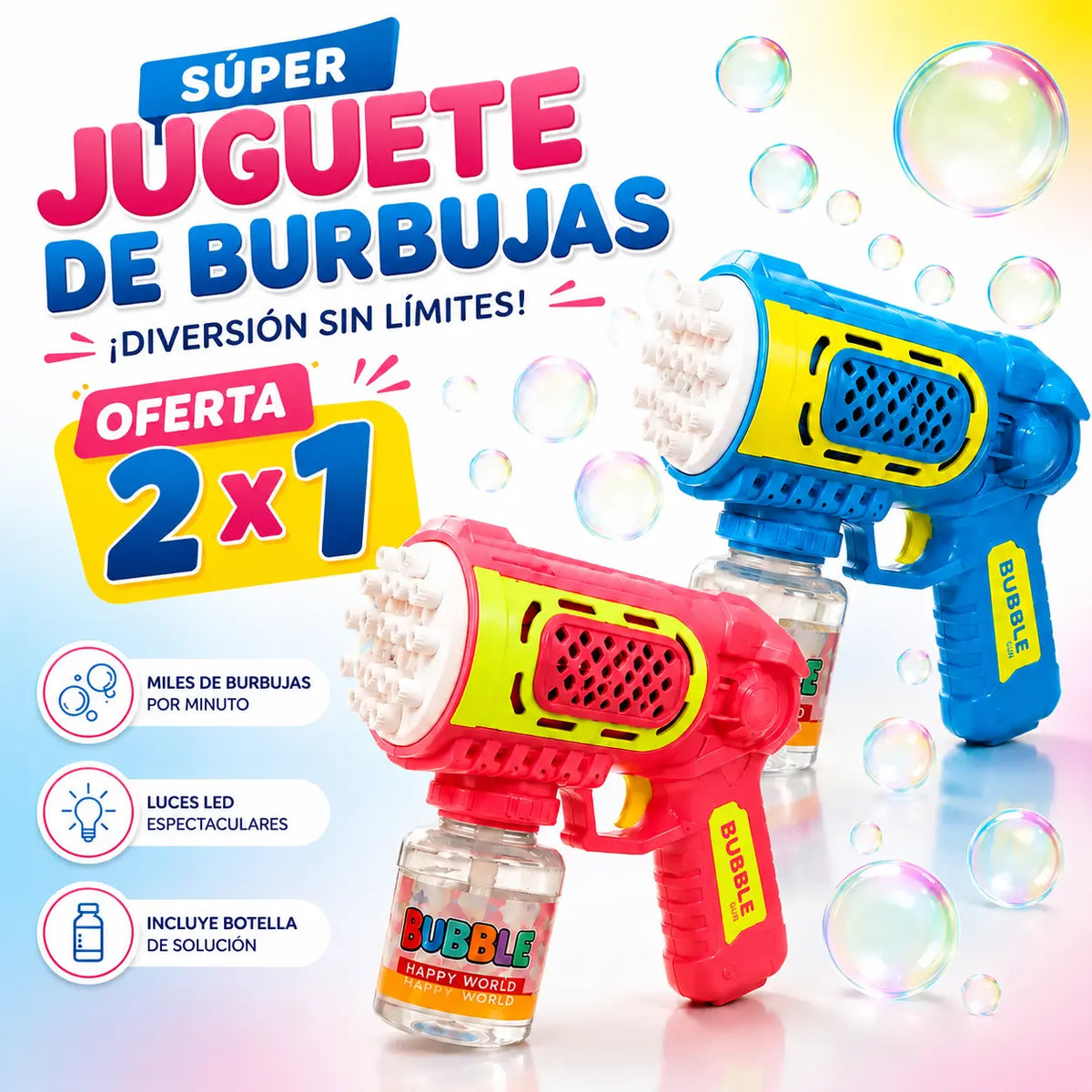 JUGUETE DE BURBUJAS 2x1