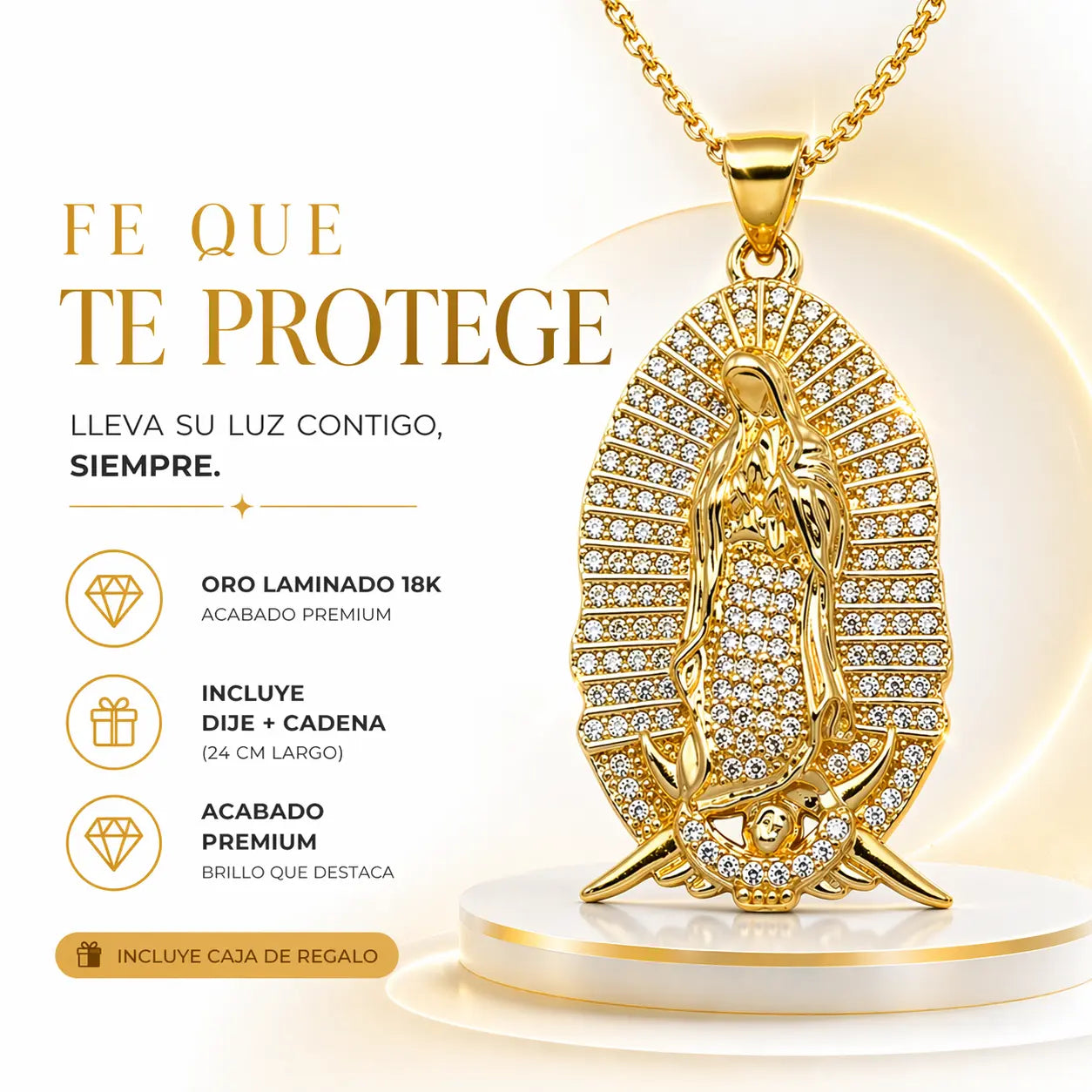 Dije Virgen de Guadalupe Grande de Oro