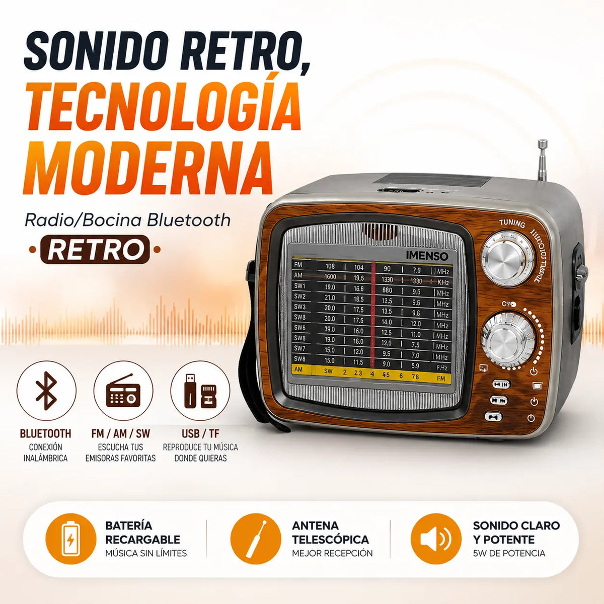 Radio/Bocina Retro Bluetooth