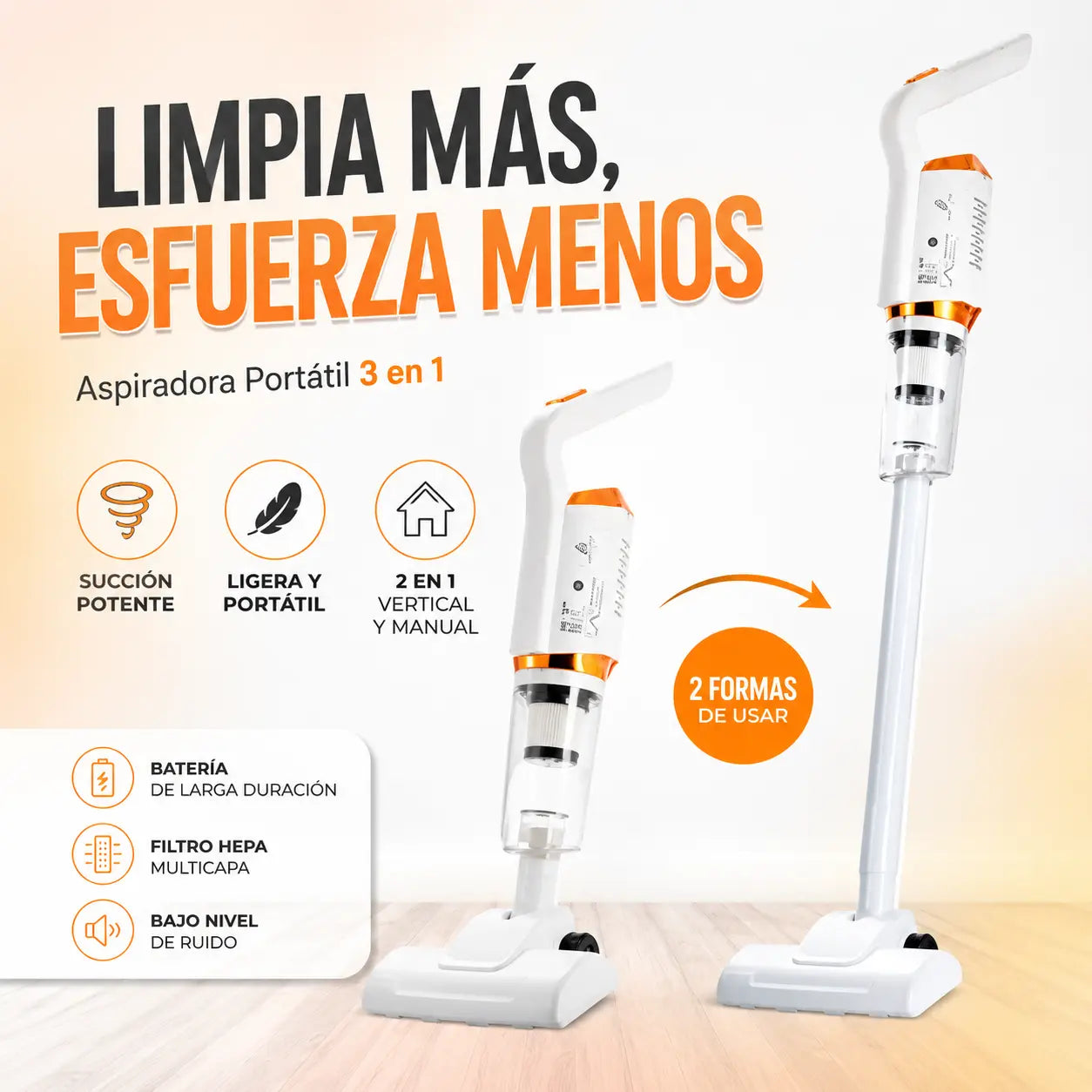 Aspiradora Larga Portátil 3 en 1 Portati