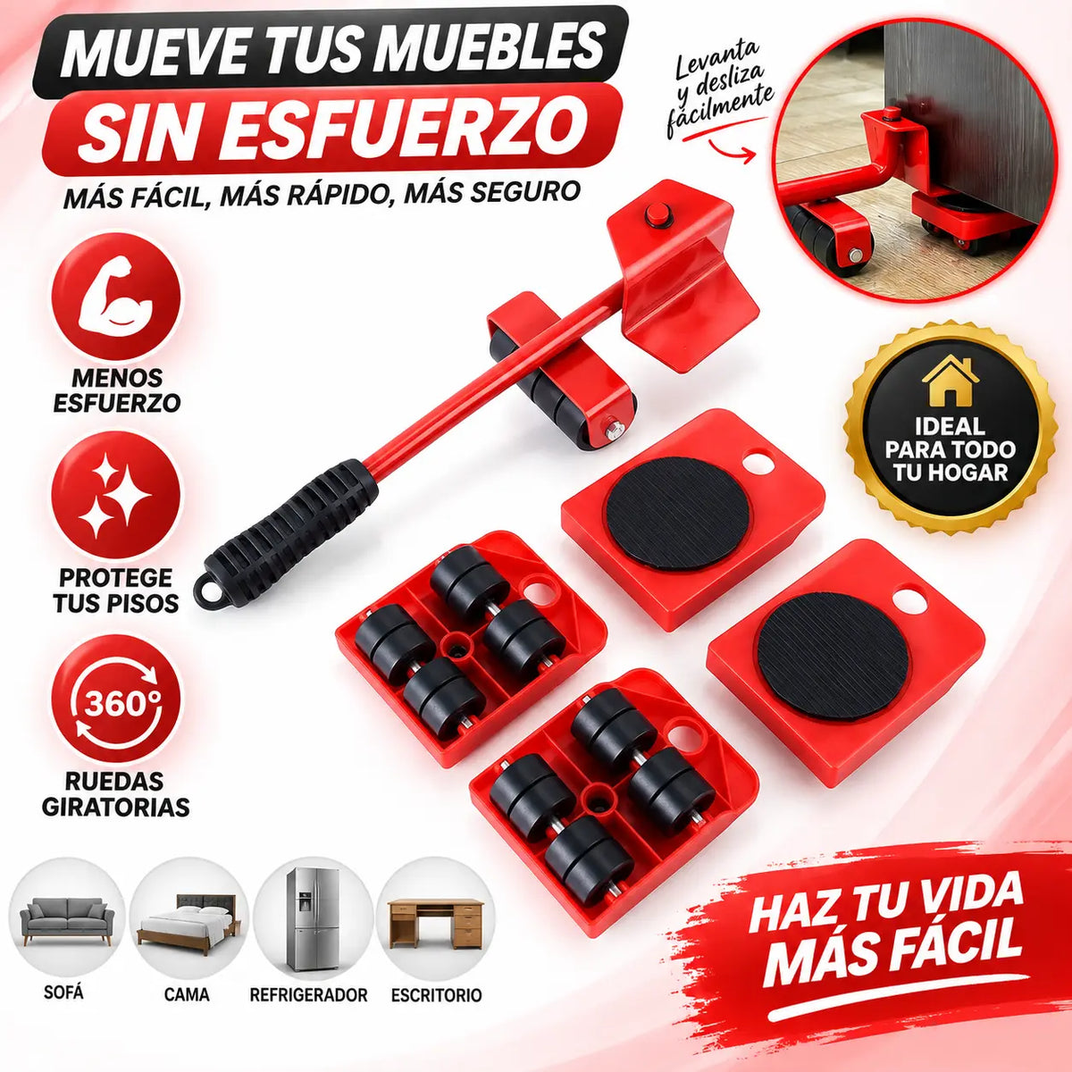 Palanca levanta muebles Pesados 360°