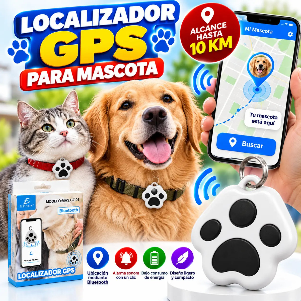 Localizador GPS para Mascotas, Bluetooth