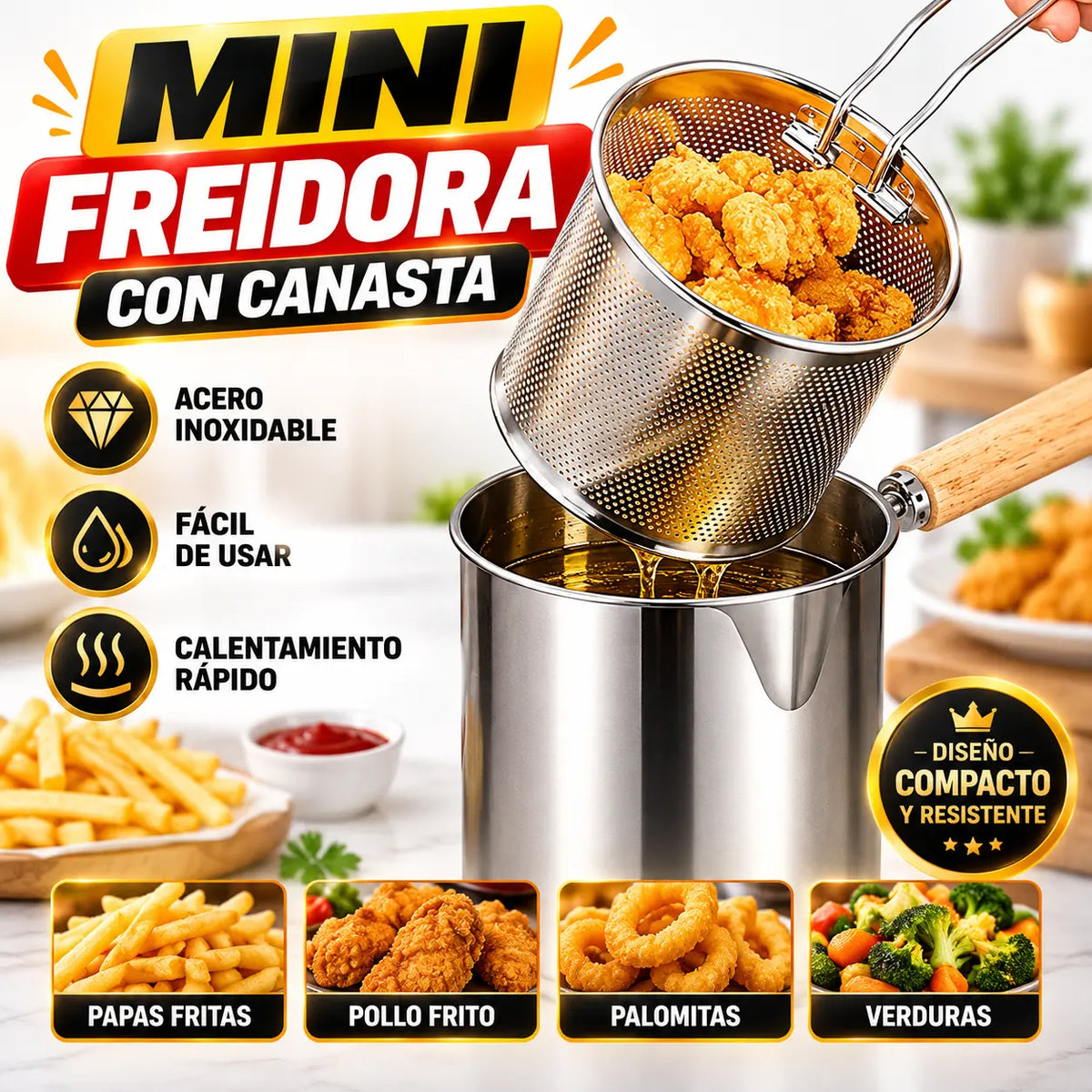 MINI FREIDORA CON CANASTA