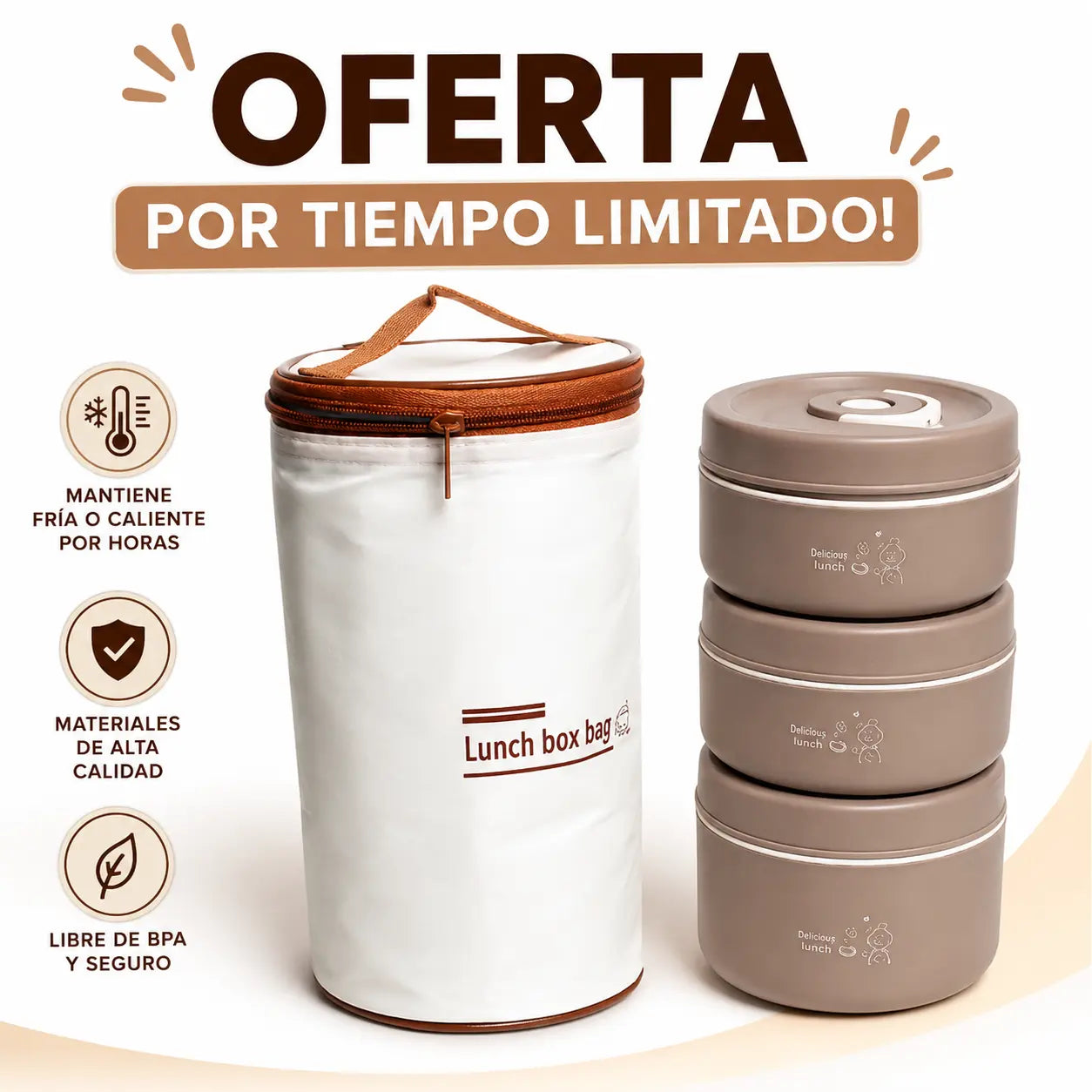 Lonchera Termica con 3 Tupper