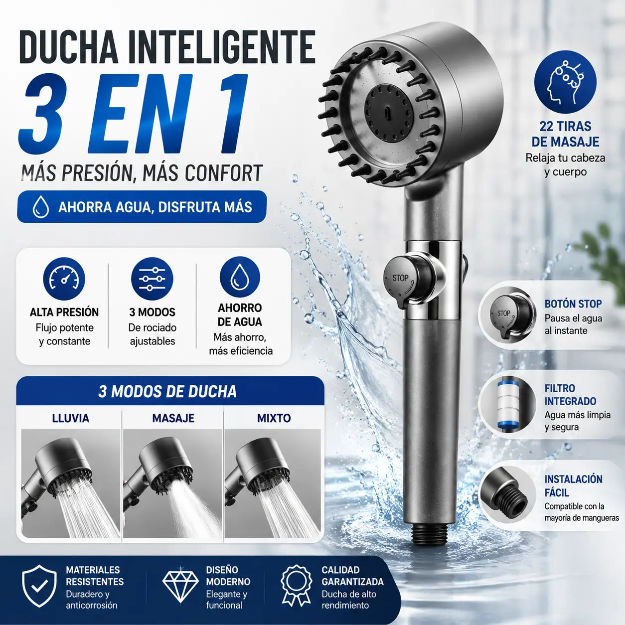Regadera Ducha Masajeadora