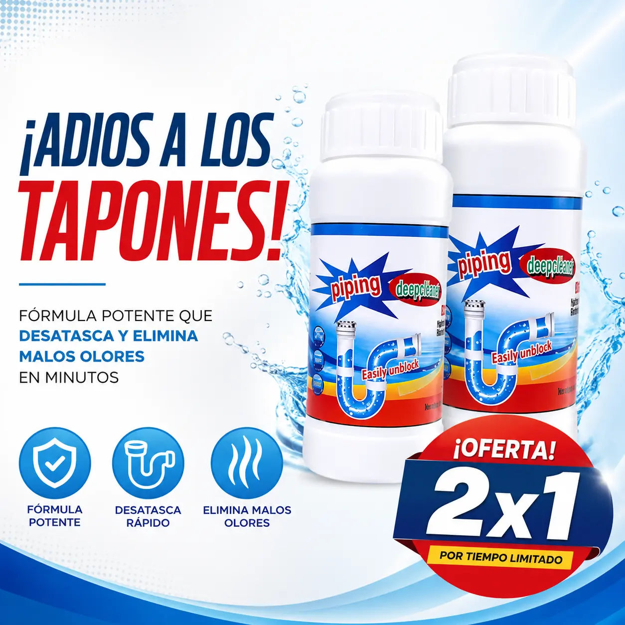 Polvo Limpia Tuberia Drenaje 2x1