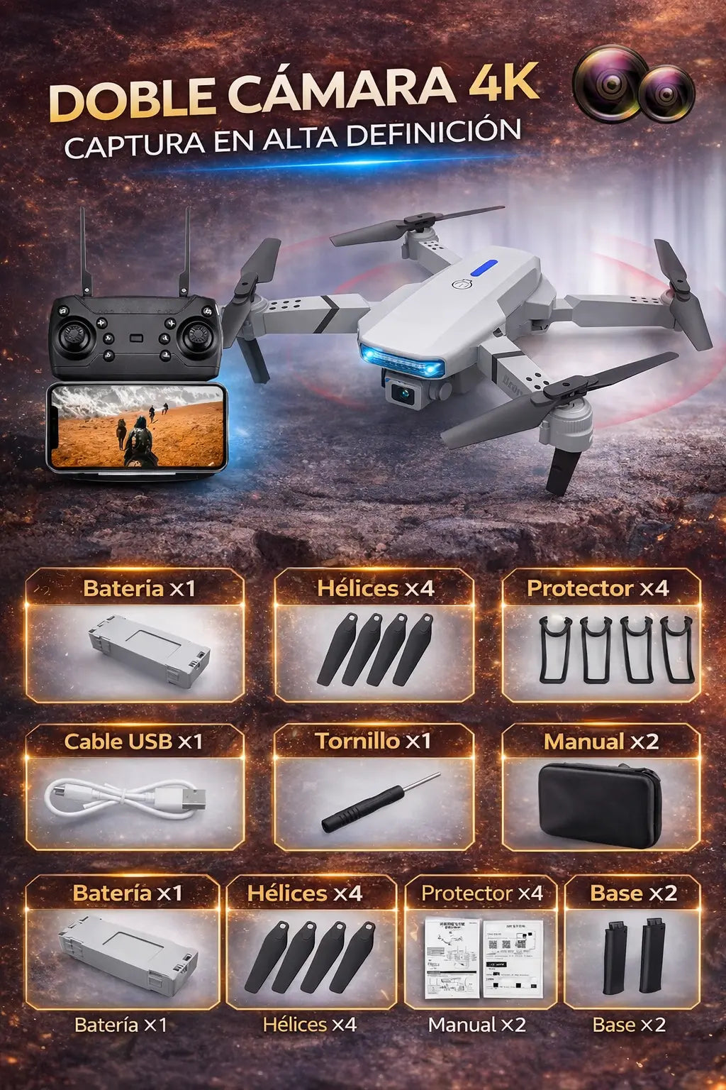 Drone Doble Cámara 4K Ultra Pro Max